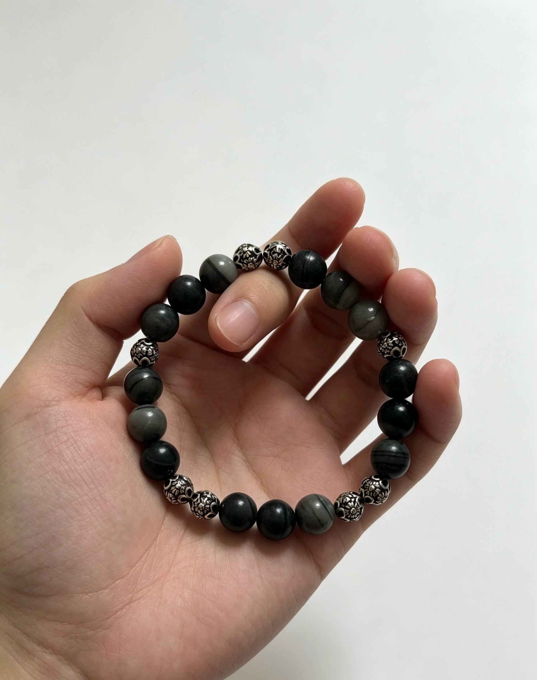 Chrome Hearts Beaded Bracelet with Silver Spacers Chrome Hearts Beaded Bracelet with Silver Spacers